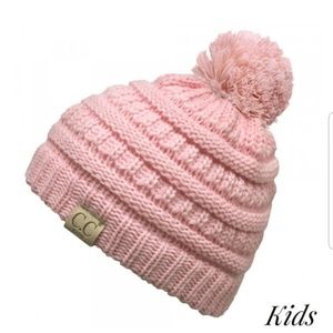CC Pale Pink Beanie with Pompom